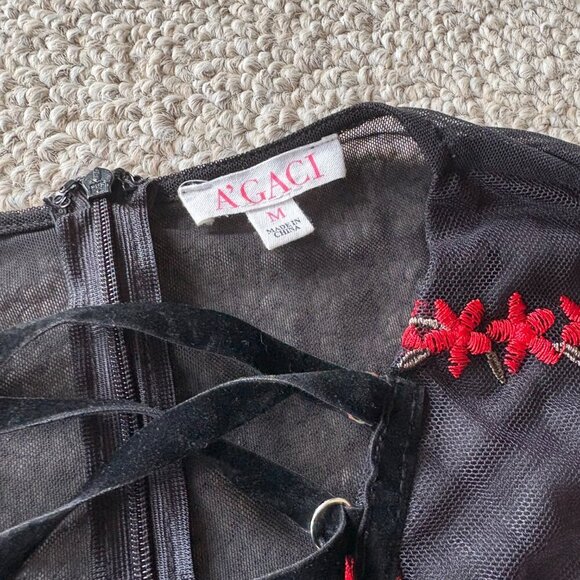 A'GACI Black Romper – M – Gothic, Lace-Up, Sexy Festival Look - Picture 2 of 9